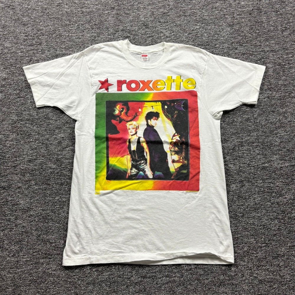 Vintage 90s Roxette Join the Joyride Made in USA Single Stitch White Band Tee L